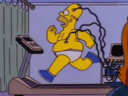 Homer on the treadmill, -"The Springfield Files"