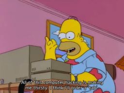 "All of this computer hacking is making me thirsty. I think I'll order a tab.", -"King-Size Homer"