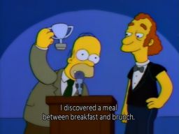 "I discovered a meal between breakfast and brunch.", "The Front"